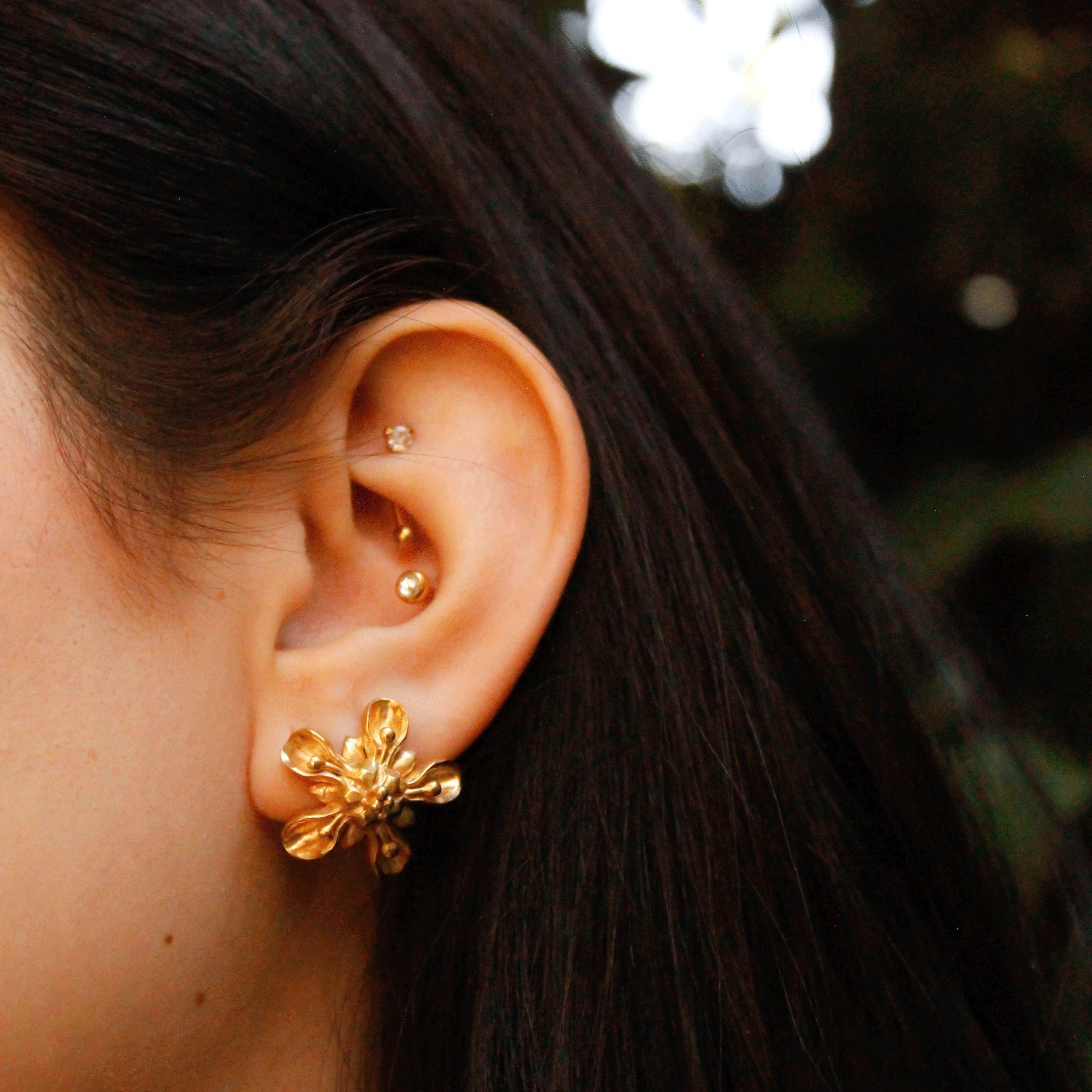 Aros flor Ortiga Caballuna Dorados