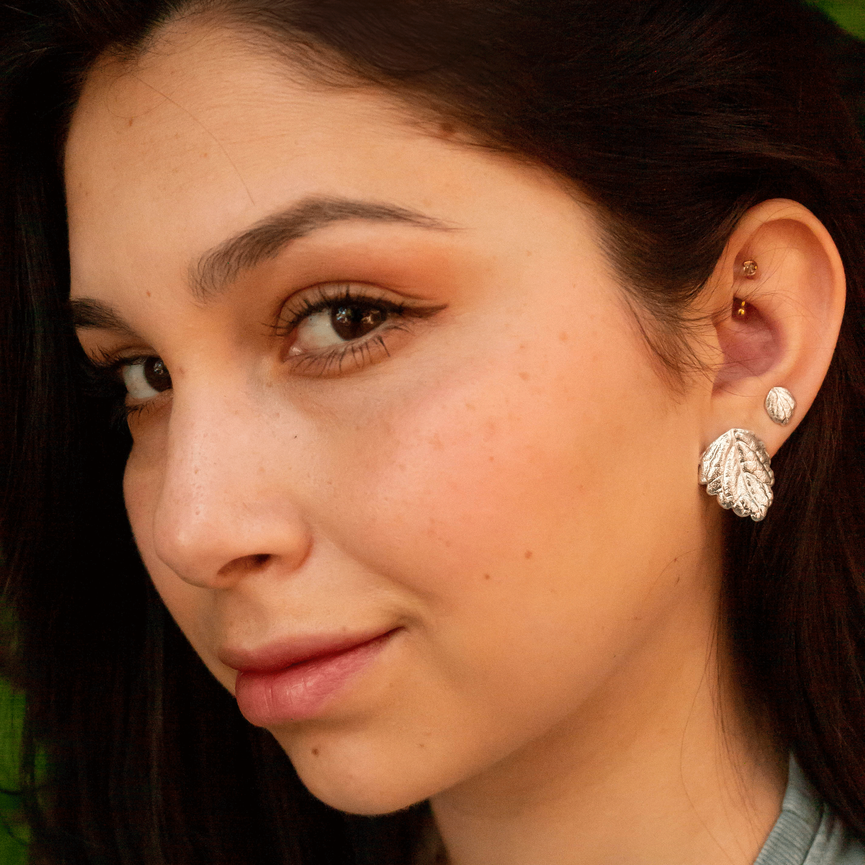 Aros hoja de suculenta mini plata